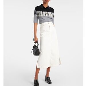 7 for All Mankind White Denim Midi Skirt, 26, NWOT